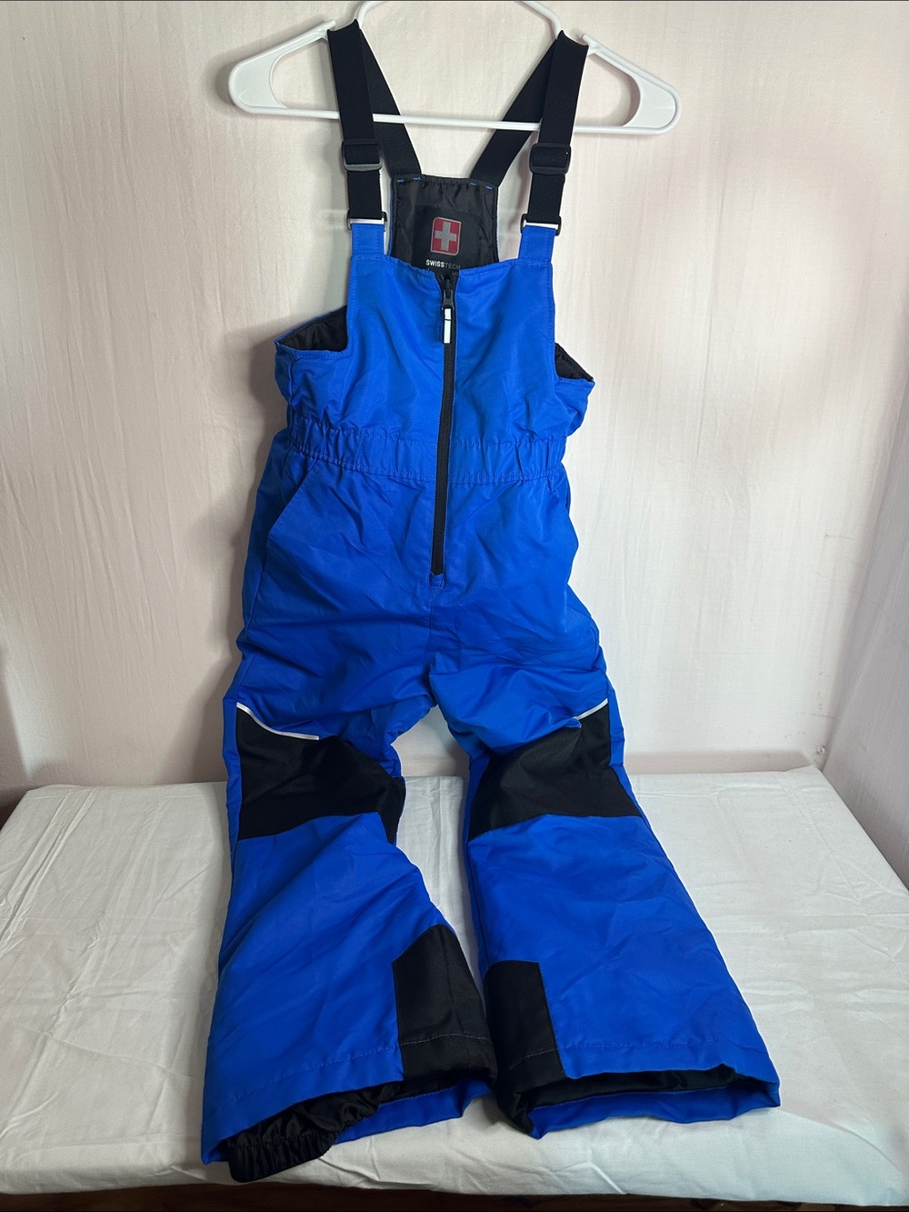 Swiss Tech Bright Blue Kids Snow Bibs with Black Accents